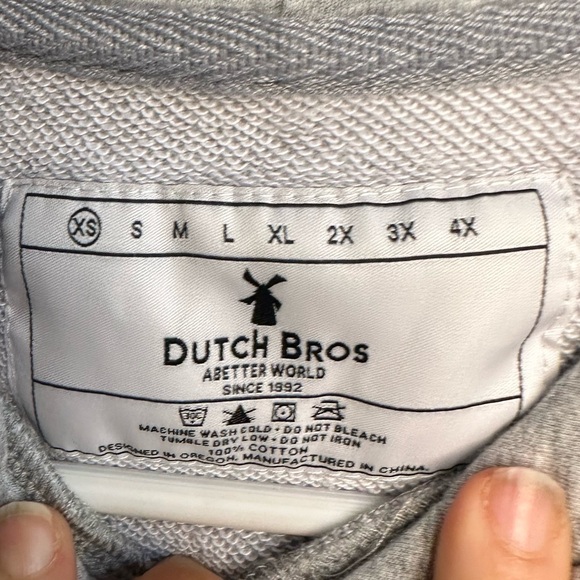 Dutch Bros Cropped Hoodie XS+SMALL Gray w/Black Logo Rose DB 1992 Cute! - Picture 4 of 8